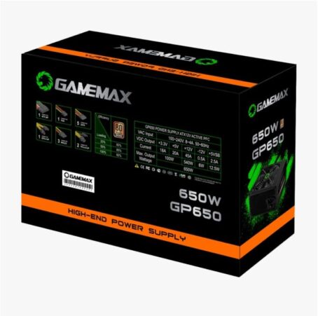 GAMEMAX Fonte Gamer GP650 80 Plus Bronze PFC Ativo Preta 650W, PRETO - Image 9
