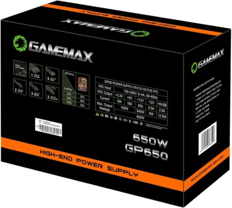GAMEMAX Fonte Gamer GP650 80 Plus Bronze PFC Ativo Preta 650W, PRETO - Image 5