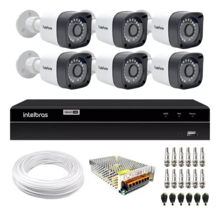 Kir Cftv 6 Cameras Segurança 1080p Full Hd Dvr Intelbras 8ch